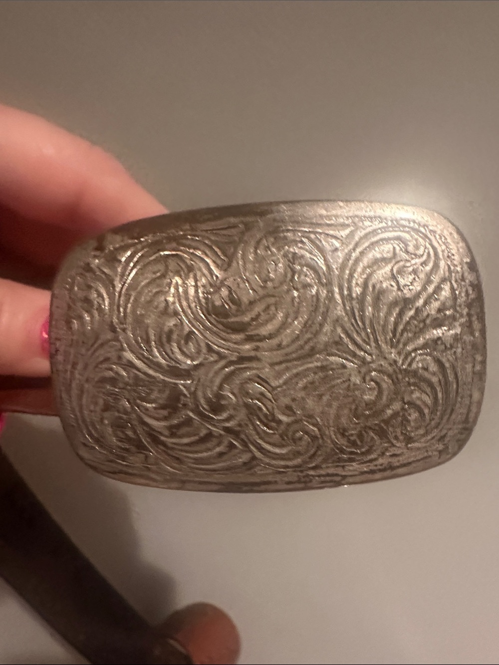 Women's Brown Leather Belt with Ornate Silver Buckle - Picture 5 of 7